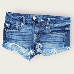 American Eagle Women's Sz 0 short cutoff denim frayed hem shorts